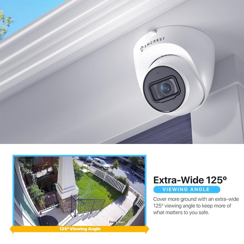 Amcrest UltraHD 4K (8MP) Outdoor Security IP Turret PoE Camera, 3840x2160, 98ft NightVision, 125Â° FOV, IP67 Weatherproof, MicroSD Recording (256GB), IP8M-T2599EW-AI-V3 (White) - Image 5